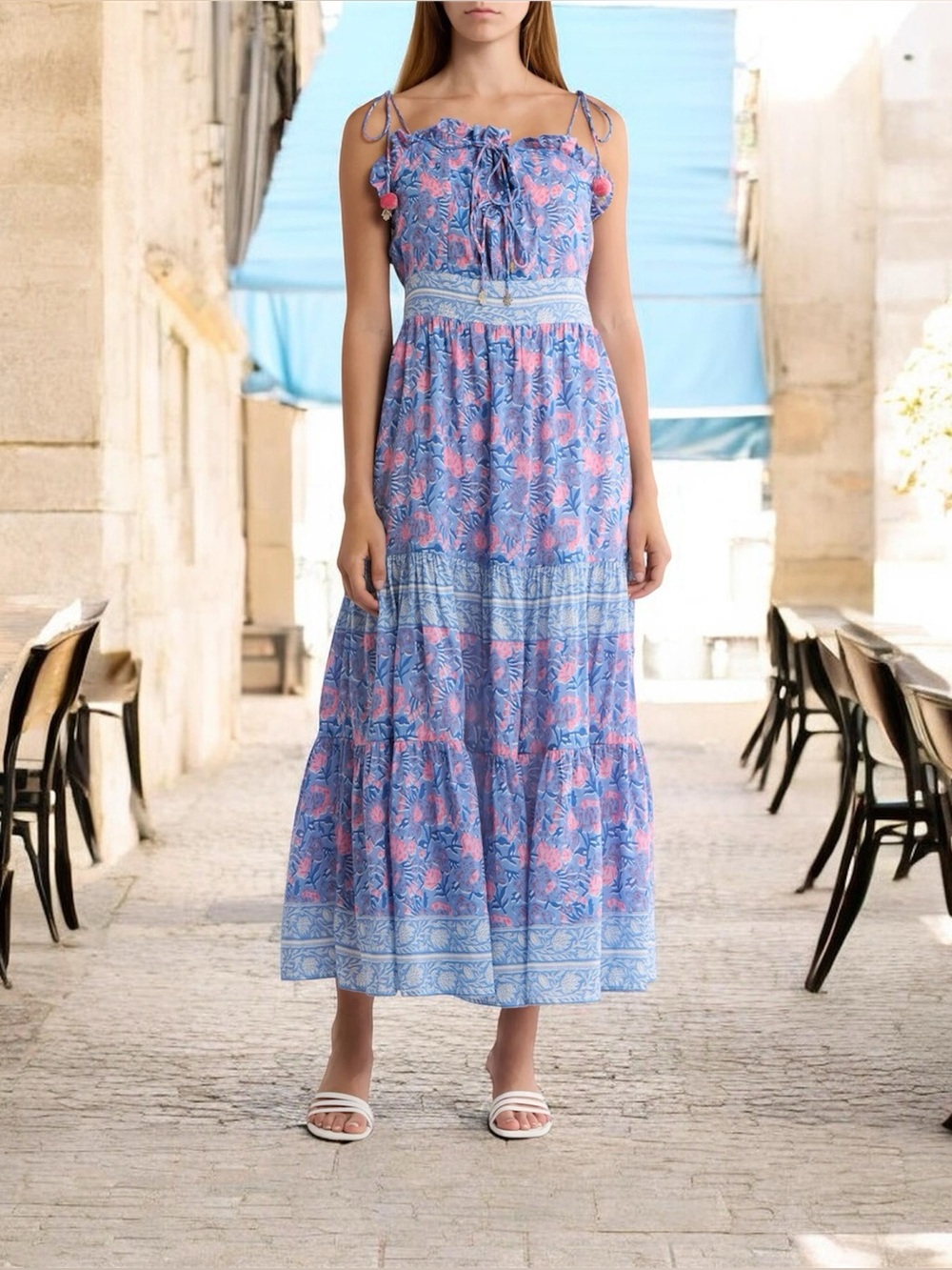 BELL by Alicia Bell Libra Ruffle Tiered Boho Maxi Dress XS